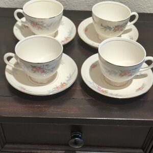 Four (4) Homer Laughlin Nautilus Ferndale Cup And Saucer Sets